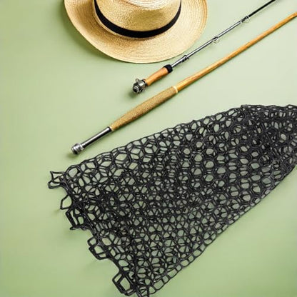 MAGICLULU Silicone Mesh Fishing Net Replacement Bag Handle-Free Foldable Fishing Netting for Big Fish Catching Lightweight Black Fish Landing Net Accessory