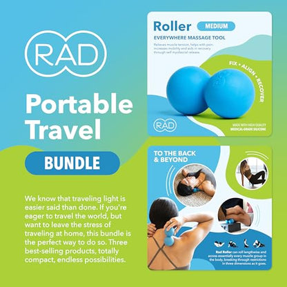 RAD Portable Travel Bundle – Compact Myofascial Release Massage Set, Travel-Friendly Muscle Recovery Tools - Includes Exercise Foam Roller, Massage Stick, and Peanut Ball - style: Portable Bundle – 3-Piece