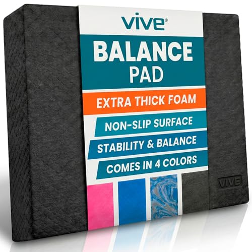 Vive Balance Pad - Foam Large Yoga Mat Trainer for Physical Therapy - color: Midnight Black