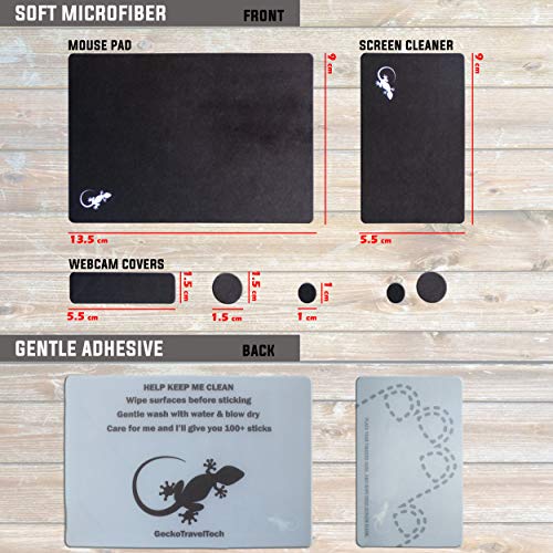 Mouse Pad Adhesive Bottom - Sticks to Any Surface - Portable - Webcam Covers and Screen Cleaner Included (2 Pack -Blank- Black) - color: 2 PACK - BLANK BLACK