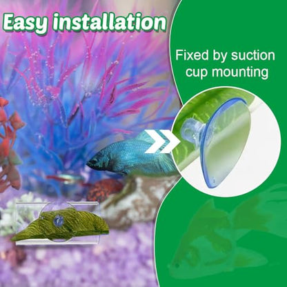 MiOYOOW Betta Shelter Hideaway, Acrylic Fish Shrimp Habitat Fish Tube Tunnel with Suction Pads Mounting for Small Fish Shrimp - color: Light Blue