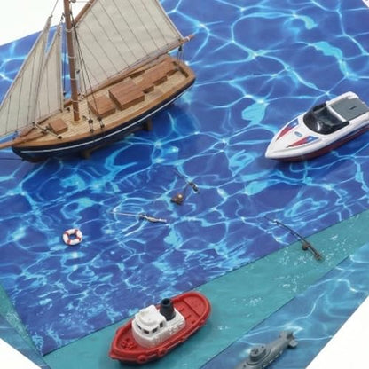 6 Pack Water Decal Paper Fake Water Diorama Supplies Artificial Ripple Waters Effect Sheets Paper Self Adhesive Coated Papers Pearlescent Stream Sheet for Miniature Lake River Village Model Diorama