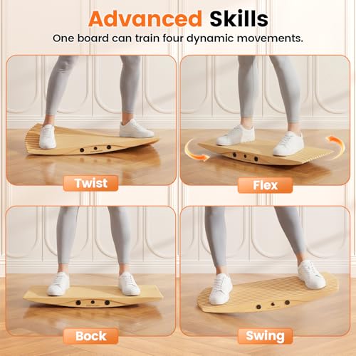 360° Wobble Balance Board for Standing Desk，Anti-Fatigue Rocker Board to Improve Focus, Burn Calories & Simulate Surfing & Skateboarding at Home or Office，Also Foot Strengthener & Stretcher for Plantar Fasciitis Relief.