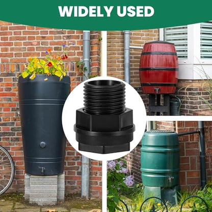 12 Pack Bulkhead Fitting, Double Threaded 3/4" Male GHT x 1/2" Female NPT, Water Tank Connector for Rain Barrels, Ponds, Aquariums, Tubs and Pools
