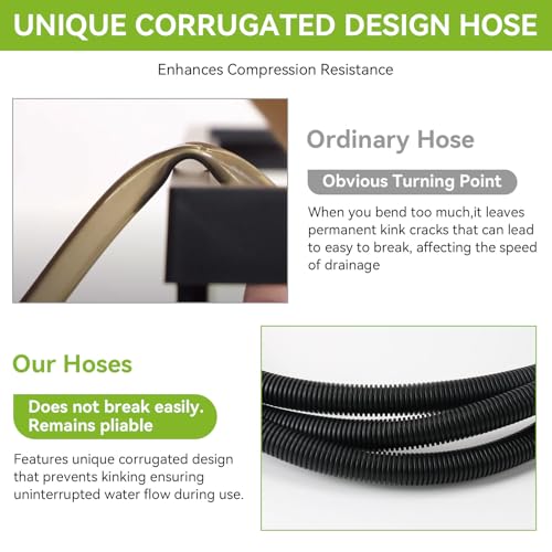 A20015 Aquarium Ribbed Hosing Compatible with Fluval 407/406/405/404/307/306/305/304 Canister Filter, 9.8Ft Aquarium Tubing, Aquarium Filter Replacement Part, Black