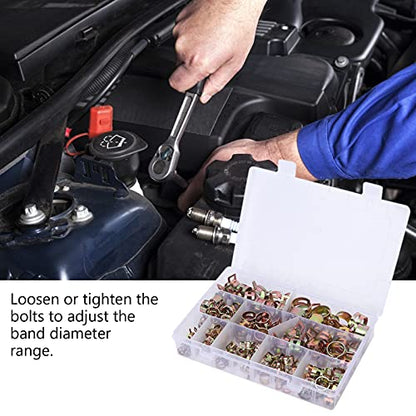 100pcs Spring Clips Clamps Assortment Kit, Spring Hose Clamp for Air Hose Water Pipe Automotive Fuel Line, 10 Sizes Metal Fasteners with Resistance for Silicone Tubing and Fluid