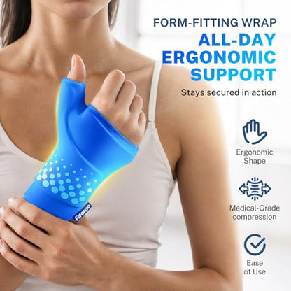 Thumb & Wrist Ice Pack Wrap, Long-Lasting Cold Compression for Recovery | Thickened Gel, Form Fit, Stays Cold Longer, Soft After Freezing, Full Wrap Cooling, Reusable Cold Hot Therapy, Easy On & Off - size: S/M, style: 2 Pack(Blue)