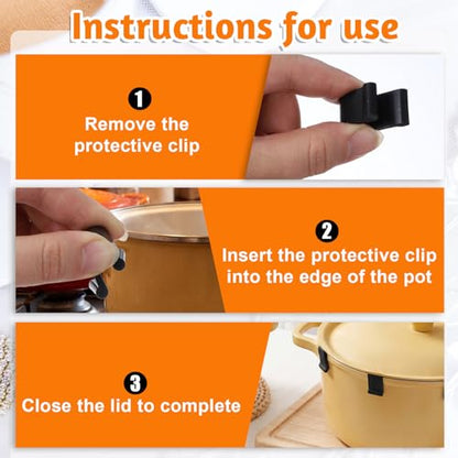 8 Pcs Dutch Oven Lid Protector Clips, Cookware Protector Clips Non-Slip Silicone Pot Protectors for Stacking Cookware Lids Protectors Pot Lid Flexible Bumper for Storage Dutch Oven Pots(Black)
