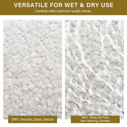 3 lbs Pebbles for Indoor Plants, 3/8 Inch Pea Gravel for Fish Tank, Polished Decorative Rocks for Succulent, Natural River Stones for Vases, Cactus, Landscaping, Bird Bath, Aquarium, White