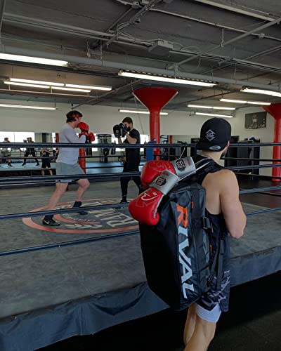 RIVAL Boxing RS100 Professional Lace-Up Sparring Gloves, Handcrafted with Super-Rich Microfiber PU, Ergonomically Designed to Perfectly Fit Your Hand - color: Red/Silver, size: 14 oz.