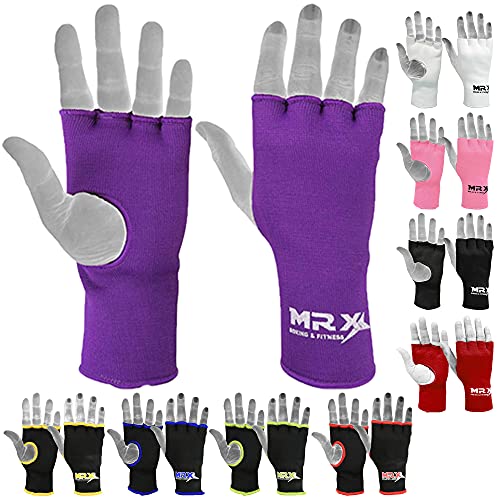 Muay Thai Boxing Inner Gloves Protective Hand Wrap MMA Fist (Purple, Large) - color: Purple, size: Large