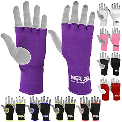 Muay Thai Boxing Inner Gloves Protective Hand Wrap MMA Fist (Purple, Large) - color: Purple, size: Large