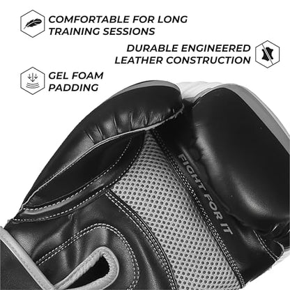 Sanabul Essential Gel Boxing Gloves for Men & Women, Kickboxing MMA, Muay Thai Gloves and Heavy Bag Training Punching & Sparring - color: Black/Metallic Silver, size: 8 oz