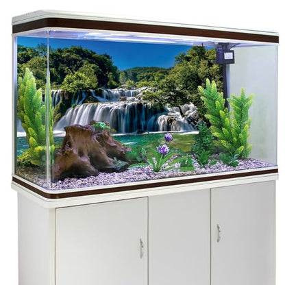 YongFoto Fish Tank Background 24x12 inch Aquarium Background Forest Lakes Rivers Mountains Nature Scenery Backdrop Reptile Habitat Terrarium Background - color: Green-3, size: 24x12in/60x30cm