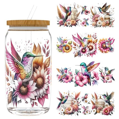 UV DTF Cup Wrap Transfer Stickers, 4 Sheets Birds Rub On Transfers for Tumblers Water Bottles Glass Cups Mugs Ceramics - style: Birds