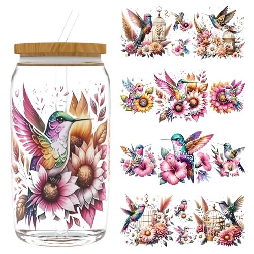 UV DTF Cup Wrap Transfer Stickers, 4 Sheets Birds Rub On Transfers for Tumblers Water Bottles Glass Cups Mugs Ceramics - style: Birds