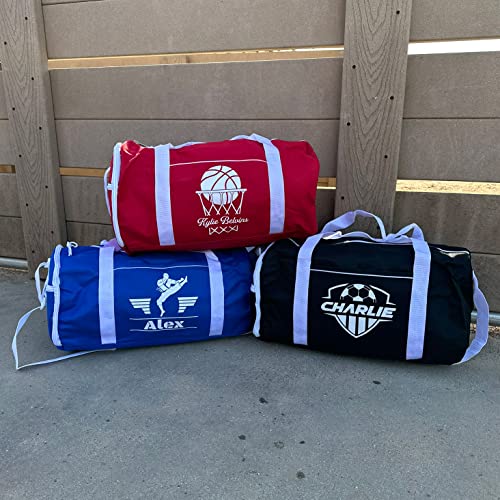 Personalized Sport/Gym Roll Duffel Bag - Soccer Black 18" - color: Black, style: Soccer