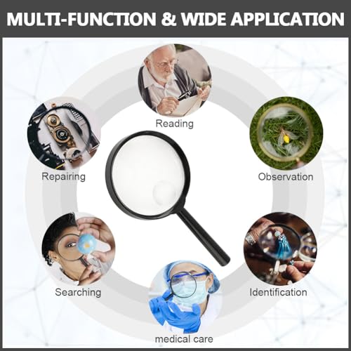 10X 30X Magnifier, Handheld Magnifying Glass for Reading, 84mm Shatterproof Lens, Soft Handle for Adults Close Work, Seniors Reading and Nature Exploration, Hobby Observation