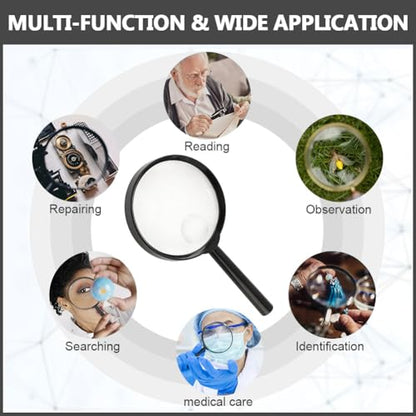 10X 30X Magnifier, Handheld Magnifying Glass for Reading, 84mm Shatterproof Lens, Soft Handle for Adults Close Work, Seniors Reading and Nature Exploration, Hobby Observation