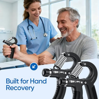 FitBeast Grip Strength Trainer 2 Pack – Adjustable Hand Grip Strengthener for Strength Training & Rehabilitation, 10-132 lbs Resistance Forearm Strengthener, Ideal for Athletes, Rehab, Office - color: Black