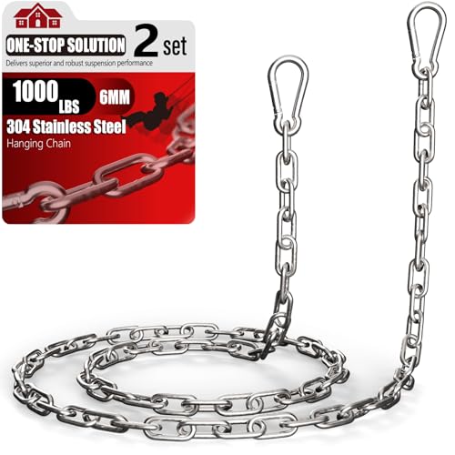sprookber 67" Hanging Swing Chain,1000 lb Capacity,6 mm 304 Stainless Steel - color: Silver, size: 2 PACK 67inch