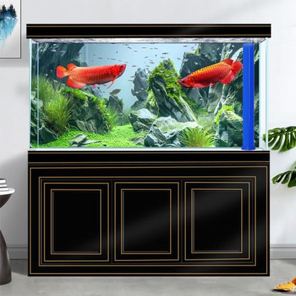 Marine Aquarium Background, Sea Rock Green Landscape Fish Tank Background, Nature Photo Terrarium Background 48X24IN with 8 EVA Double-Sided Tape