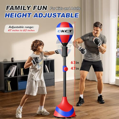 OKCT Punching Bag with Stand, Great Gift for Boxing Lovers, Teens & Adults - color: Red