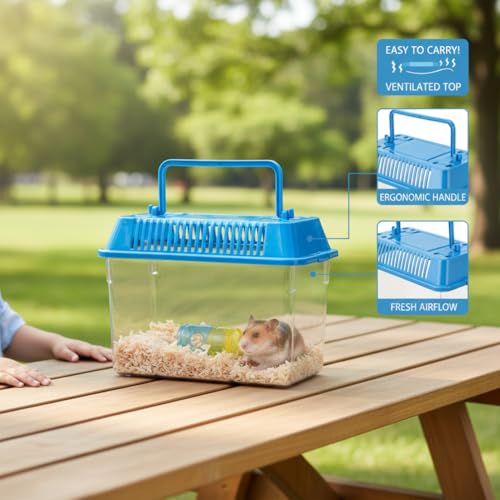 Tadpole Tank, 4 Pcs Portable Fish Tanks, Transparent Eco-Friendly Plastic Fish Tank Set with Handle, Tadpole for Small Aquatic Pets & Reptiles..
