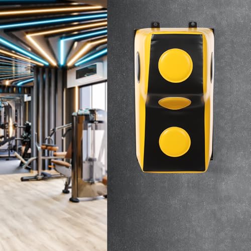Wall Mount Punching Bag – Space-Saving Boxing Training Equipment for Hooks, Uppercuts & More (15.7x11.8x27.5in) - Durable PU, EVA, Steel Design for Home Gym - color: Yellow