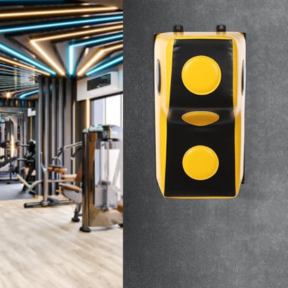 Wall Mount Punching Bag – Space-Saving Boxing Training Equipment for Hooks, Uppercuts & More (15.7x11.8x27.5in) - Durable PU, EVA, Steel Design for Home Gym - color: Yellow