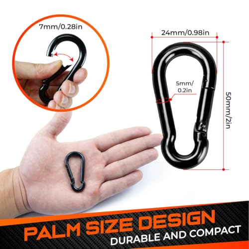 300LBS 2" Spring Snap Hooks Carabiner Clips - 12Pcs Heavy-Duty Utility Hook - size: 12Pcs 2In
