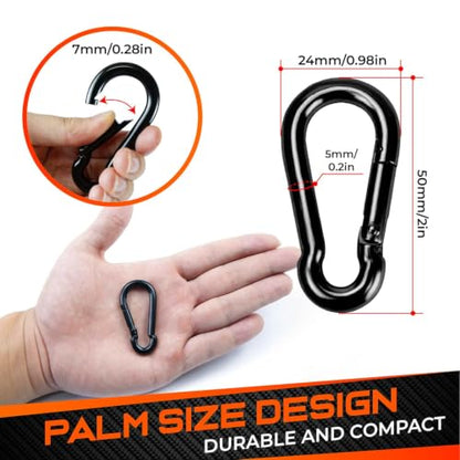 300LBS 2" Spring Snap Hooks Carabiner Clips - 12Pcs Heavy-Duty Utility Hook - size: 12Pcs 2In
