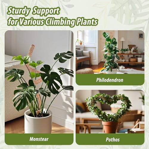 2 Pack Moss Pole, 28 Inch Monstera Plant Support, Moss Poles for Climbing Indoor Plants, Bendable Coco Coir Plant Support Stakes for Potted Plants, Pothos, Philodendron