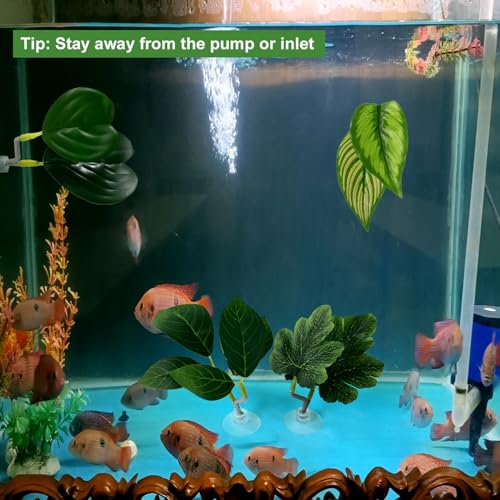 4pcs Betta Leaf Hammocks, 4 Styles Suction Cup Fish Tank Decor Leaves Fish Tank Plant Decor Accessories for Simulating Natural Habitats(Green)