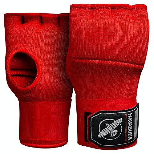 Hayabusa Quick Gel Hand Wrap Boxing Gloves | Slip-On Design, Padded Knuckle Protection, Hook and Loop Closure, Muay Thai Kickboxing, Men and Women, Sparring - color: Red, size: Medium
