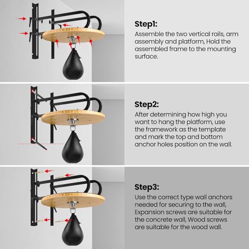 Adjustable Speed Bag Platform Kit with Speed Punching Bag, Speed Bag Swivel for Boxing Training, Workout