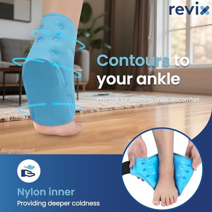 REVIX Ankle Ice Pack Wrap for Plantar Fasciitis & Foot Pain Relief - style: Blue-1 Pack