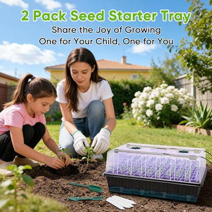 120-Cell Self-Watering Seed Starter Tray with Grow Light, 1-24H Timer, Seed Starter Kit with 4.02" Humidity Dome, Seedling Tray for Indoor Plant Starter, Plant Germination Trays-Black - color: Black
