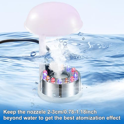WINTS Mist Maker,12 LED Mister Fogger Water Fountain Pond Fog Machine Atomizer Air Humidifier, Fountain Mister Fogger with Splashing Guard Perfect for Fountain Pond Halloween (Sliver) - color: Sliver
