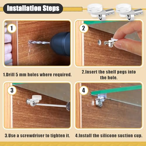 50 Pcs 1/5 Inch 5mm Shelf Pins - Cabinet Shelf Pegs with Silicone Suction Cups, Heavy Duty Shelf Pins for Support Kitchen Furniture, Shelf Pegs 5mm - color: 50-Pack