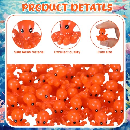 Geelin 50 Pcs Mini Resin Octopus Figurines Tiny Resin Figurines Small Ornament Charms Figure Tiny Animals for Dollhouse Landscape Aquarium Garden Desktop Birthday Party