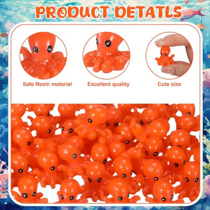 Geelin 50 Pcs Mini Resin Octopus Figurines Tiny Resin Figurines Small Ornament Charms Figure Tiny Animals for Dollhouse Landscape Aquarium Garden Desktop Birthday Party