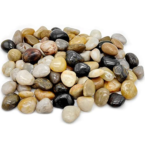 1lb Polished Pebbles for Plants,Gardens, Décor, Landscaping, Succulent, Terrarium, Decorative Rocks-Natural Stone Pebbles,Smooth Mixed Color Pebbles Gravel,Outdoor Decorative Stones