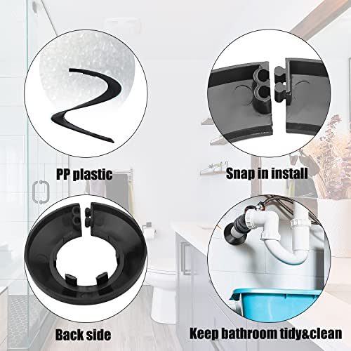 4Pcs PP Plastic Flange Pipe Cover - Black Escutcheon Collar for 3.5" Radiator Pipe Decoration - size: 3.5inches pipe Dia