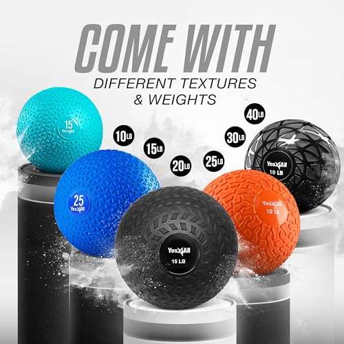 Yes4All Sand-Filled Slam Ball for Strength Training - color: Black, size: 25lbs