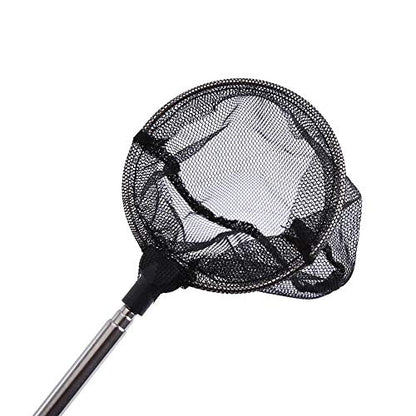 TOPINCN Fishing Landing Net, Round, Triangle (Optional), Compact, Adjustable, Telescopic Folding Handle, Stainless Steel, Approx. 16cm - 44cm, Ideal for Aquarium Fishbowl Fishes Shrimps - color: Round