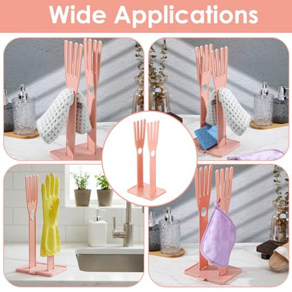 Kitchen Glofe Holder Mitten Dryer Plastic Washing Sink Holder Stand - color: Pink