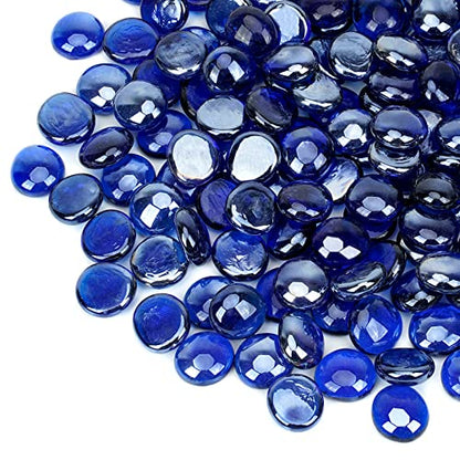 OnlyFire Fire Pit Glass Rocks 10 lbs, High Luster Fire Glass Beads 1/2 Inch, Tempered Glass Marbles for Propane/Natural Gas Fire Pit, Fireplace, Multicolor & Blends Available - color: Royal Cobalt Blue