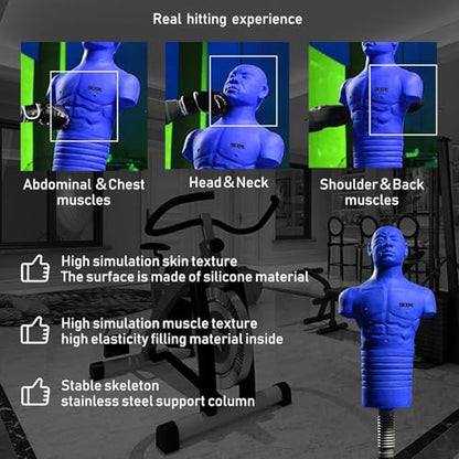 Punching Dummy Freestanding Silicone Punching Bag with Telescopic Height - color: Blue