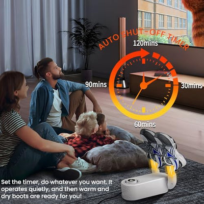 Shoe Dryer Glove Dryer, Dry Wet Shoes with 360°Heat Blower, Intelligent Shoes Dryer with Four Timer, Suitable for Sneaker, Glove, Boots, Ski Boot, Helmet, Folding and hanging Design